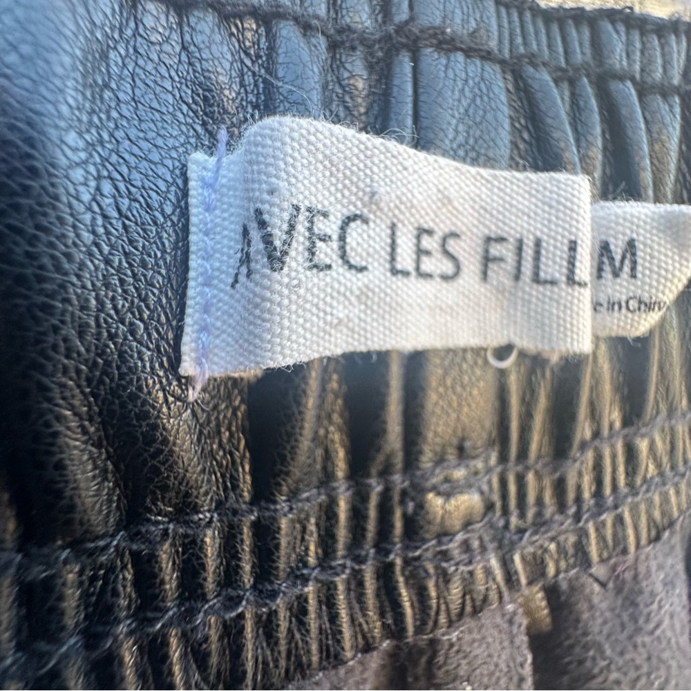 Avec Les Filled Anthropologie Sleek Jogger Moto  Faux Leather Streetwear Pants - Picture 2 of 16